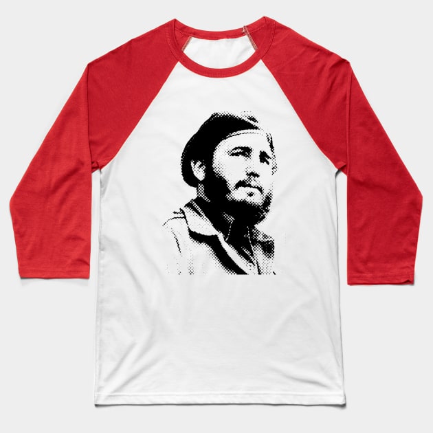 Young Fidel Castro with a Dreamy Look and Beret Baseball T-Shirt by ibadishi